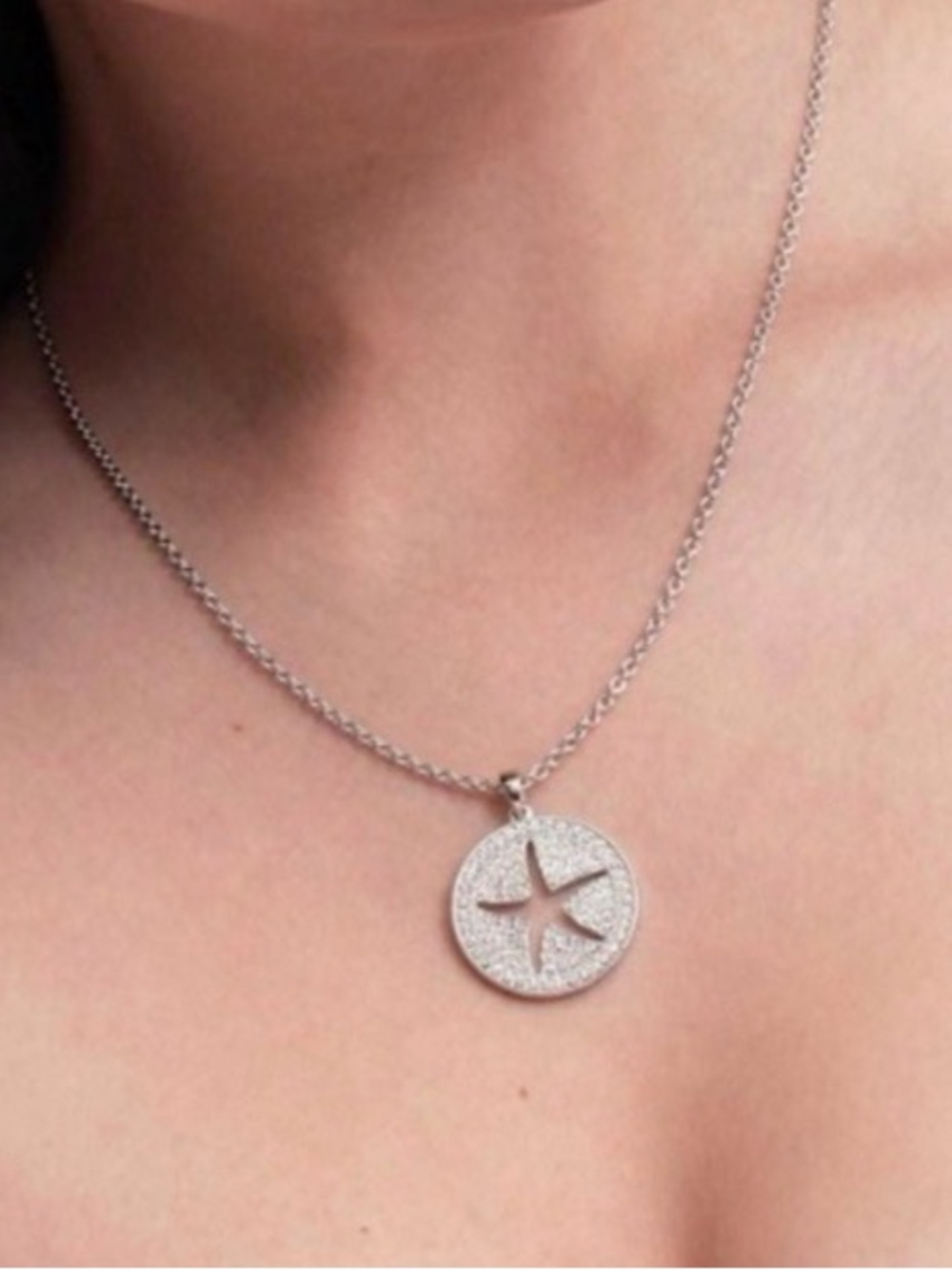 Touchstone Crystal Sparkling Sea Star Necklace in Silver ✔️Last one Avail ❣️ - Picture 6 of 10